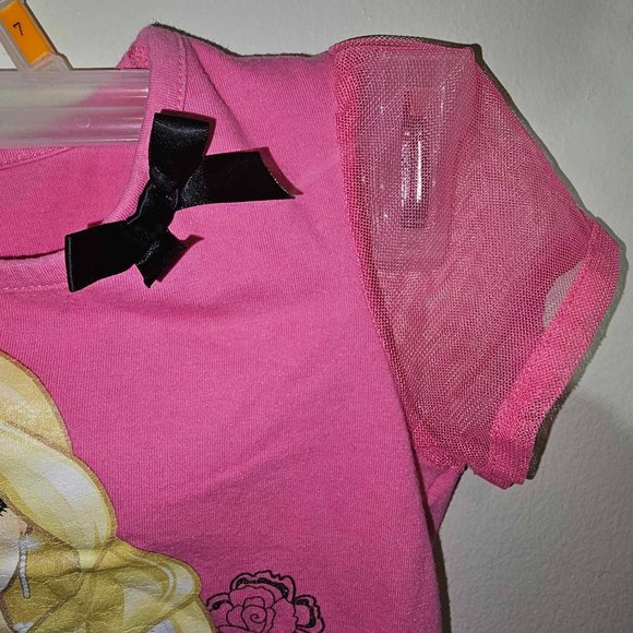 5/20 Barbie (by Mattel Inc) Toddler Child Pink with black Bow Top - Picture 3 of 4